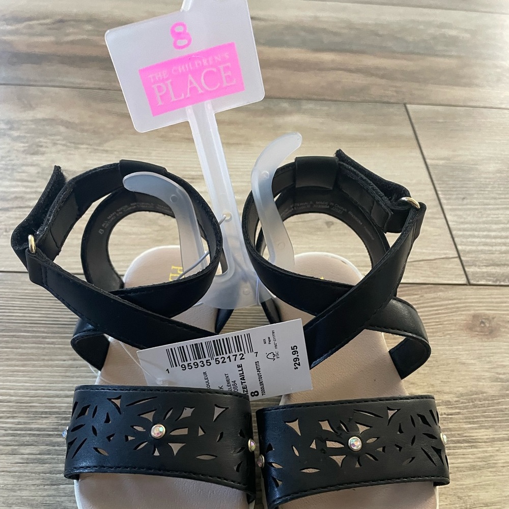 Black Fashion sandals for little girls. Childrens place brand